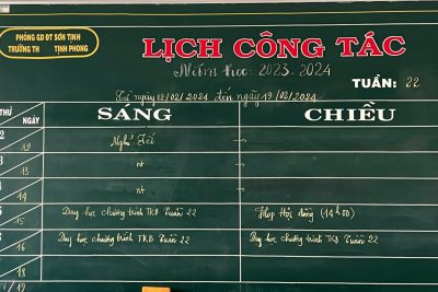 LỊCH CÔNG TÁC TUẦN 22
