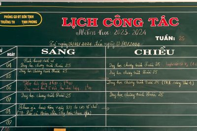 LỊCH CÔNG TÁC TUẦN 25