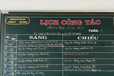 Lịch công tác tuần 11_Năm học: 2023-2024