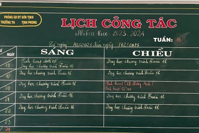 LỊCH CÔNG TÁC TUẦN 16