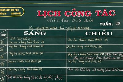 LỊCH CÔNG TÁC TUẦN 20